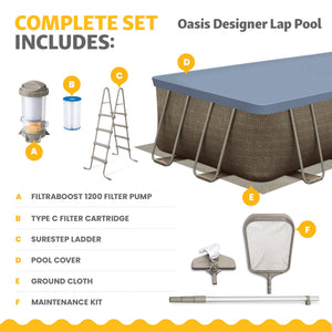 Funsicle 18 Ft Oasis Designer Lap Above Ground Pool w/ Pump, Triple Basketweave