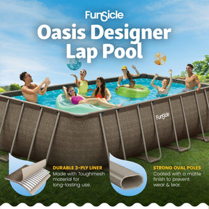 Funsicle 18 Ft Oasis Designer Lap Above Ground Pool w/ Pump, Triple Basketweave