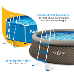 Funsicle 36 Inch SureStep 3 Stair Outdoor Above-Ground Swimming Pool Ladder