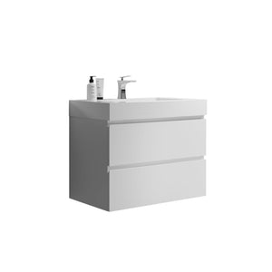 Alice - Bathroom Vanity With Large Storage, Sink Wall Mounted Floating Bathroom Vanity For Modern Bathroom, One-Piece Sink Basin Without Drain And Faucet