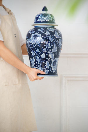 9.5x9.5x18" Porcelain Decorative Ginger Jar