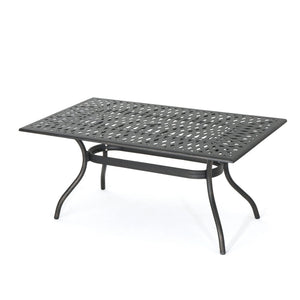 Enchantia Outdoor Rectangular Dining Table with Weave Tabletop and Flared Legs - Copper