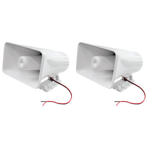 Pyle 8" 65 Watts 8 Ohms Indoor and Outdoor PA Horn Speaker, White (2 Pack)