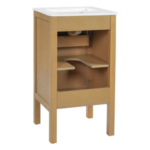 Bathroom Cabinet With Sink, Adjustable Shelf, Soft Closing Hinges - Natural Wood