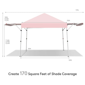 17 Feet x 10 Feet Foldable Pop Up Canopy with Adjustable Instant Sun Shelter