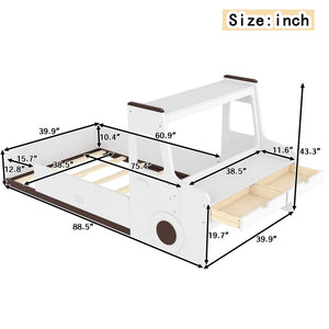 Twin Size Car-Shaped Floor Bed with Storage for Kids