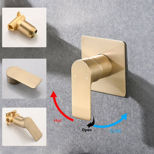 Modern Wall Mount Bathroom Sink Faucet With Waterfall Spout
