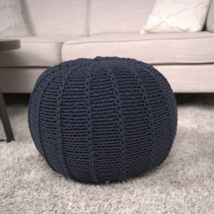 Bordeaux Knitted Round Pouf Ottoman And Floor Cushion