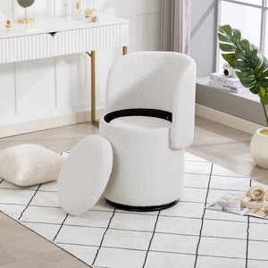 Barrel Chair & Built In Storage, 360° Swivel - Beige