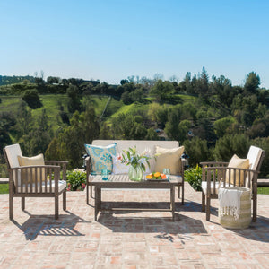 4 Piece Outdoor Chat Set With Water-Resistant Cushions