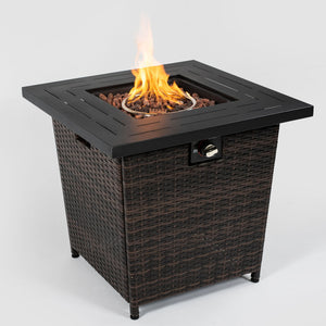 Square Fire Pit Table - Black Brown