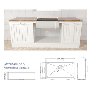 Classic Ceramic Farmhouse Sink Workstation Single Bowl With Durable Finish