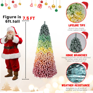 7.5ft Rainbow Gradient Flocked PVC Christmas Tree