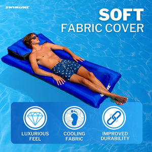 Swimline Oversized Inflatable Swimming Pool Air Mattress Floating Raft, Blue