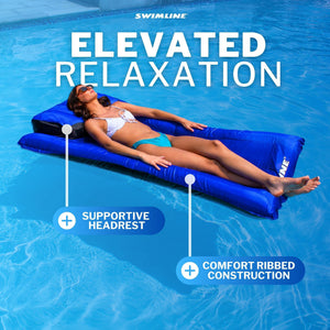 Swimline Oversized Inflatable Swimming Pool Air Mattress Floating Raft, Blue