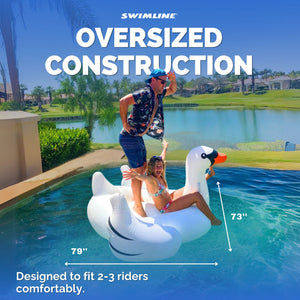Swimline 90621 Giant Swan Inflatable Ride-On Swimming Pool Raft Float, White
