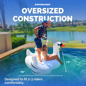 Swimline 90621 Giant Swan Inflatable Ride-On Swimming Pool Raft Float, White