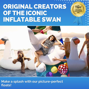 Swimline 90621 Giant Swan Inflatable Ride-On Swimming Pool Raft Float, White