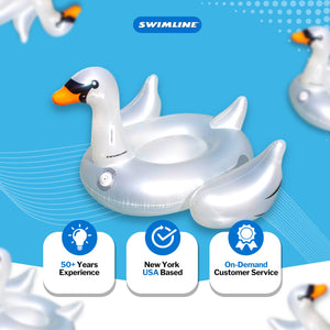 Swimline 90621 Giant Swan Inflatable Ride-On Swimming Pool Raft Float, White