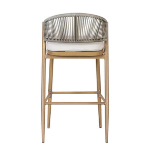 Outdoor Bar Height Metal Frame Counter Stools with Scallop-Shaped Backrest & Water-Resistant Cushions
