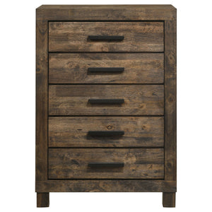 Bren - 5 Drawer Chest With Handles And Block Legs - Rustic
