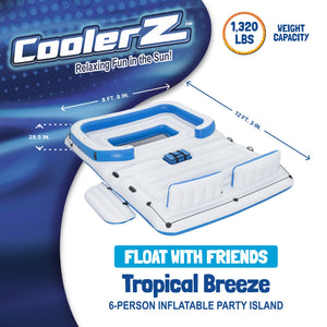 Bestway Hydro-Force Tropical Breeze 6 Person Inflatable Party Island Water Float