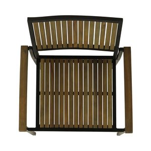 Vermilion Outdoor Dining Chair With Vertical Slat And Wooden Arm