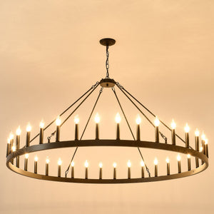 59.1 Inch 36-Light Wagon Wheel Chandelier