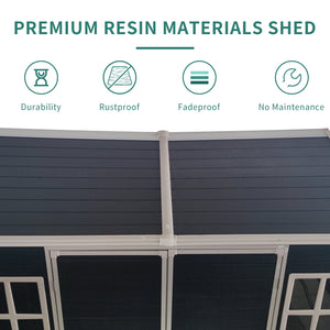 8x4ft Outdoor Resin Garden Shed with Floor and 2 Windows