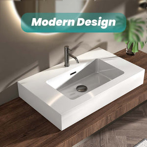 Glossy White Integrated Solid Surface Basin