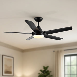 Ceiling Fan With Lights And Remote Control, Reversible DC Motor, 6 Speeds, 3 Cct Dimmable LED, Quiet Timer For Indoor - Black