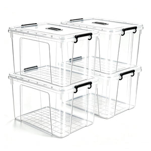 4 Pack 90 QT Plastic Storage Bins with Lids