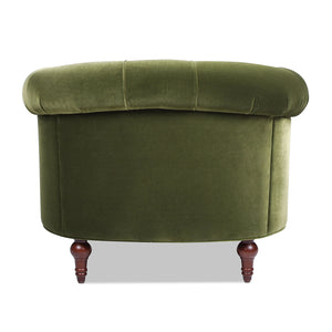 La Rosa Victorian Tufted Upholstered Accent Chair, Olive Green Performance Velvet