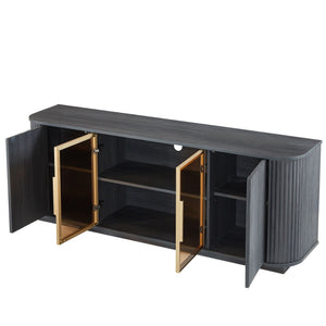 Modern 64" Wavy TV Cabinet With LED Lights - Black