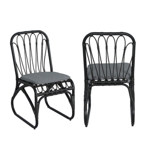 Outdoor Wicker Dining Chairs With Washable Cushions (Set of 2)