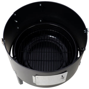 Heavy Duty Round Bbq Grill 17" Steel Charcoal Smoker For Outdoor Cooking - Black