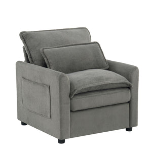 Modern Single Seat Accent Chair With Side Storage Pockets