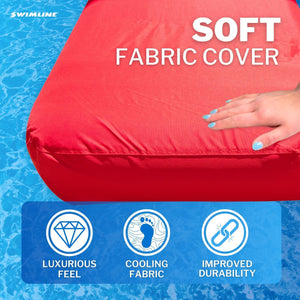 Solstice Sunsoft Fabric Covered Oversized Inflatable Water Mattress Island, Red