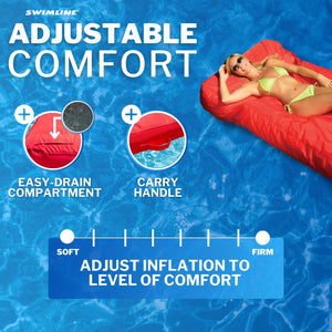 Solstice Sunsoft Fabric Covered Oversized Inflatable Water Mattress Island, Red