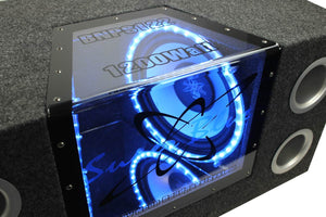 Pyramid BNPS102 10" 1000W Subwoofers Bandpass Box and PX-1000.2 1000W 2 Ch Amp
