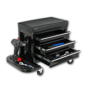 3-Drawer Tool Chest Rolling Mechanic Seat with Tool Trays