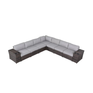 Modern Rattan Wicker Seating Group With Cushions