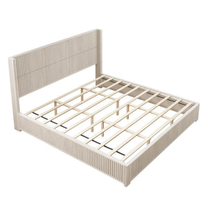 Platform Bed Frame With Headboard, Floor Standing Design