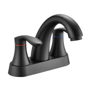 Two Handle 4 Inch Centerset Bathroom Sink Faucet with Pop-Up Drain, Matte