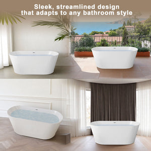 Glossy Freestanding Bathtub With Toe Tap Drain
