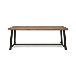 Equilibrium Outdoor Dining Table with Wooden Frame and Slat Top