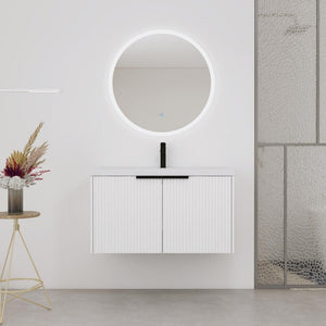 Contemporary Wall Mounted Bathroom Vanity With Resin Double Sink
