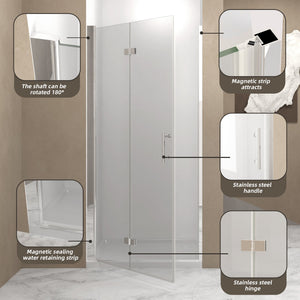 29-28" x 72" Bifold Shower Door, 1/4" (6mm) Tempered Glass