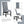 Kini Corduroy Side Chair (Set of 2) - Black / Gray