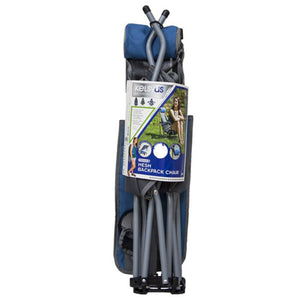 Kelsyus Mesh Folding Backpack Beach Chair w/Headrest & Cup Holder, Blue and Gray